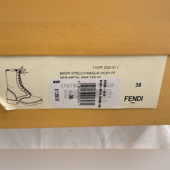 Fendi Biker Vitello Moto Combat Boots in Black Blue and Grey NIB size 38 - Picture 2 of 16